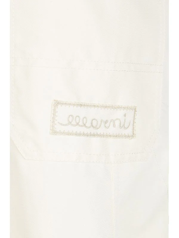 Logo Embroidery Cotton Linen Pants - Image 4