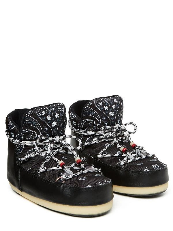 Bandana Pattern Lace-Up Moon Boots - Image 2