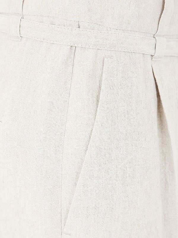 Pin-Tuck Detail Belted Linen Pants - Image 3