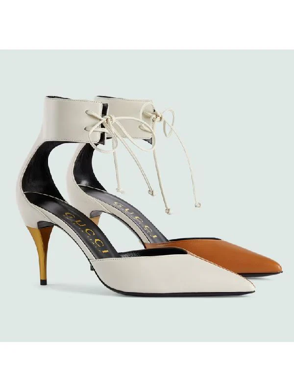 Bicolor Lace-Up Anklet Sandal Heel - Image 2